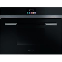 Smeg Linea SF4140MCN 45cm Height Compact Combination Microwave Oven in Black